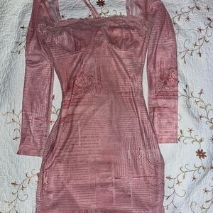 SHEIN Pink Long Sleeve Dress